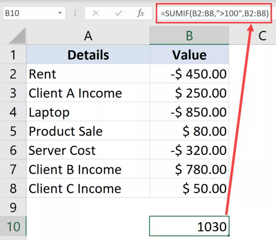 Hướng dẫn cách chỉ tính tổng các số dương hoặc âm trong Excel